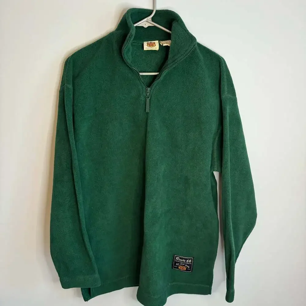 Vintage Route 66 green fleece pullover sweatshirt size Small
